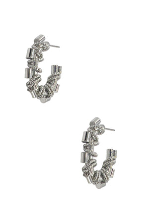 Rind Accent Semi Oval Drop Earring