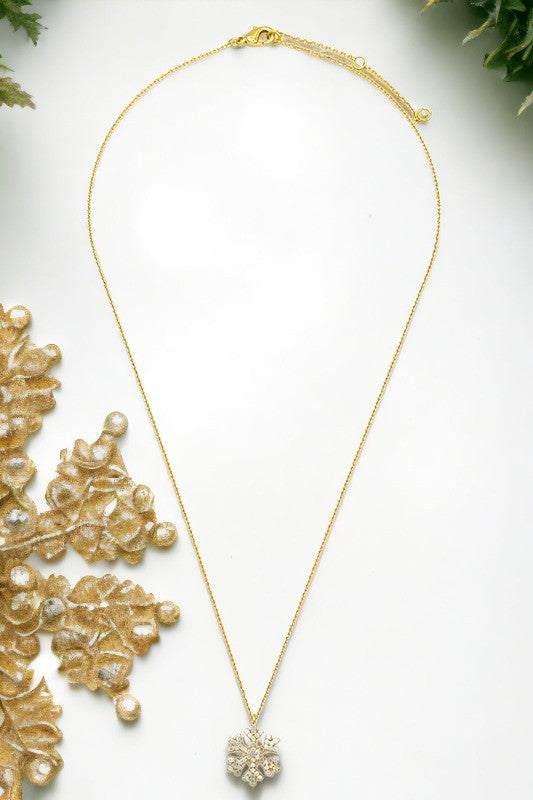 Snowflake CZ Stone Pendant Necklace