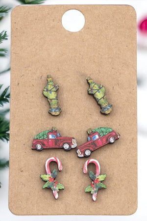 CHRISTMAS MIX TRUCK POST EARRING SET