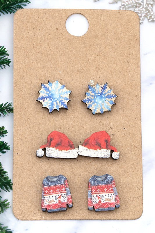 CHRISTMAS MIX POST EARRING SET