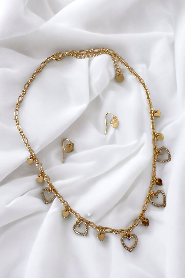 Multi Heart Charm Necklace Set