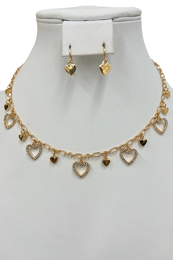 Multi Heart Charm Necklace Set