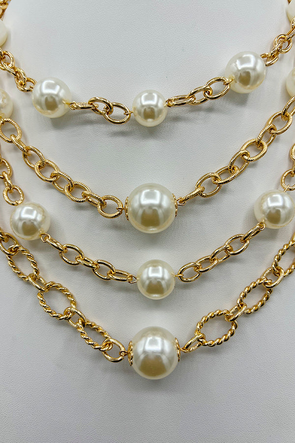 Layered Pearl Accent Necklace Set