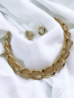 Multi Chain Link Necklace Set