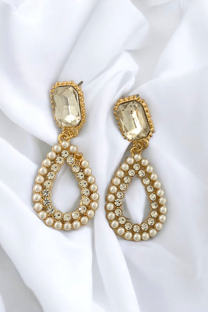 Pearl Gem Teardrop Dangle Earring