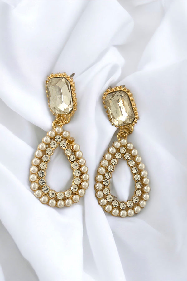 Pearl Gem Teardrop Dangle Earring