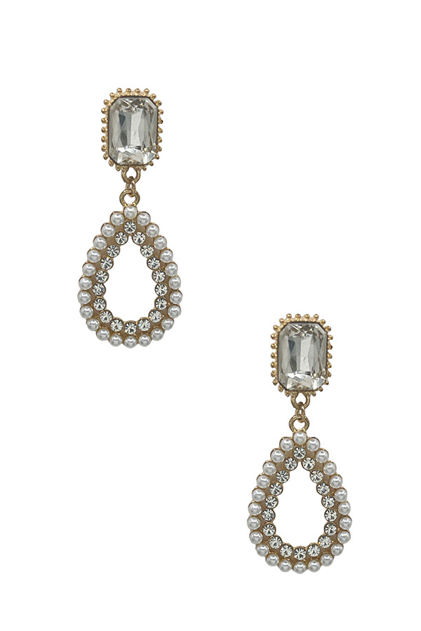 Pearl Gem Teardrop Dangle Earring