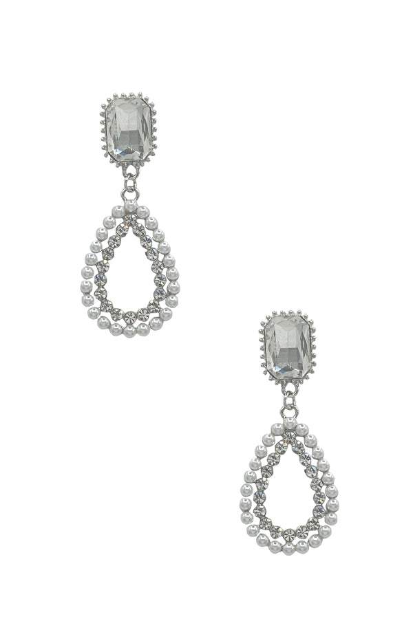 Pearl Gem Teardrop Dangle Earring