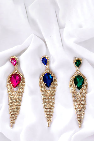 Fringe Rhinestone Teardrop Accent Dangle Earring