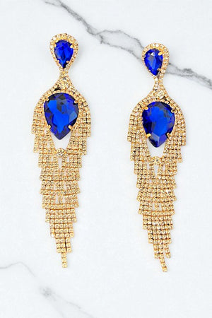 Fringe Rhinestone Teardrop Accent Dangle Earring