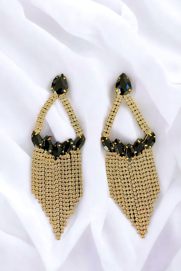 Framed Crystal Gem Fringe Dangle Earring