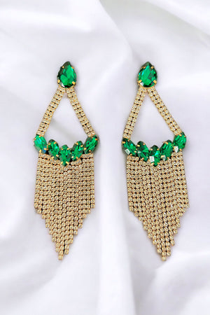 Framed Crystal Gem Fringe Dangle Earring