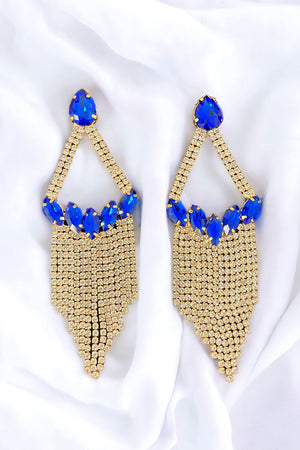 Framed Crystal Gem Fringe Dangle Earring