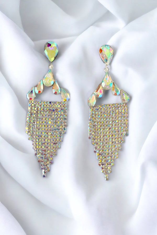 Rhinestone Fringe Gem Dangle Earring