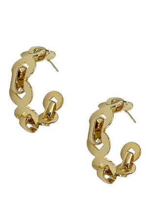 Disk Chain Link Semi Hoop Earring