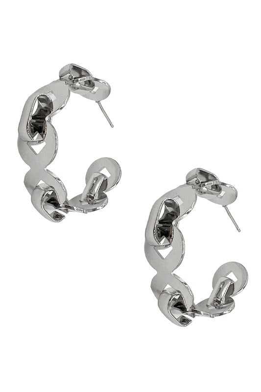 Disk Chain Link Semi Hoop Earring