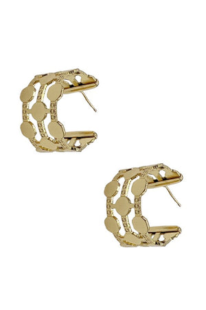 Multi Row Metal Accent Semi Hoop Earring