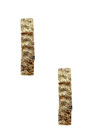 Textured Square Link Drop Earring