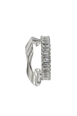 Cubic Zirconia Twist Detail Semi Hoop Earring