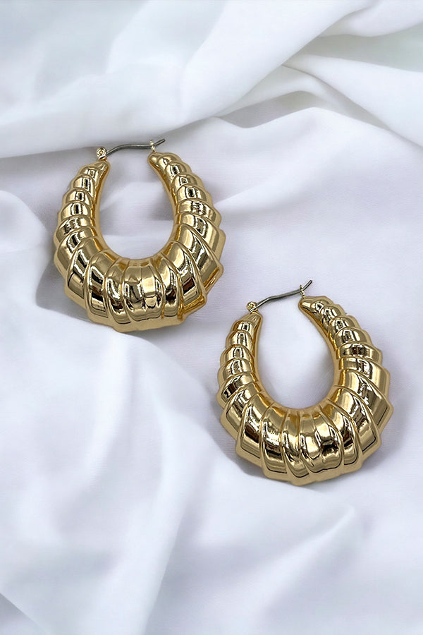 Ribbed Pattern Dorop Earring