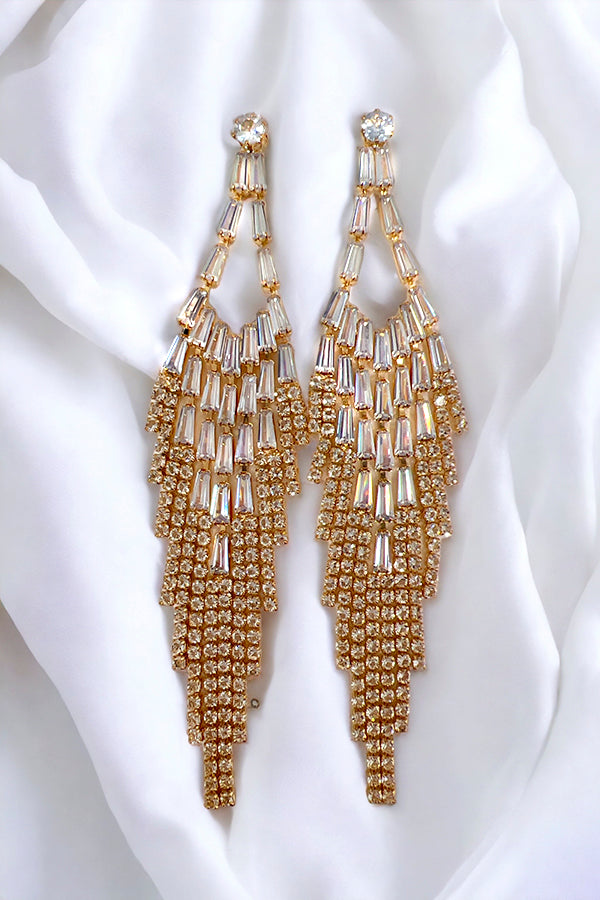 Crystal Gem Fringe Dangle Earring