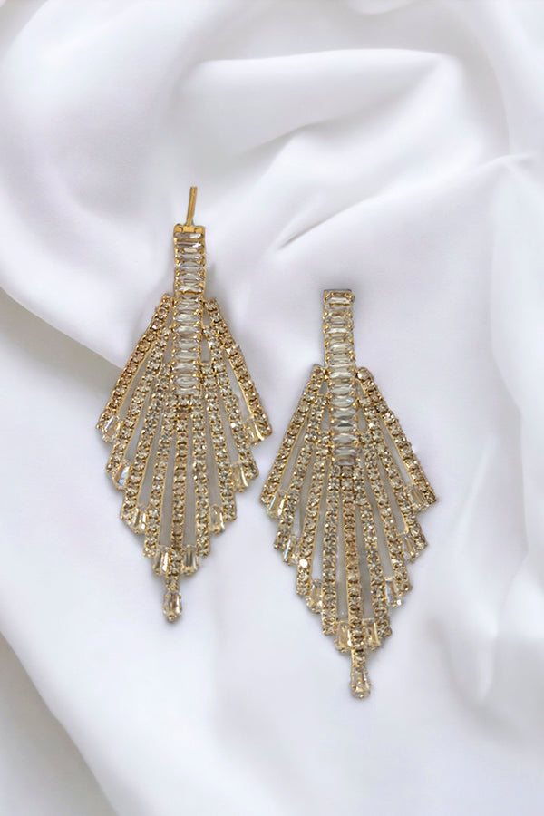 Aligned Gem Fringe Drop Earring