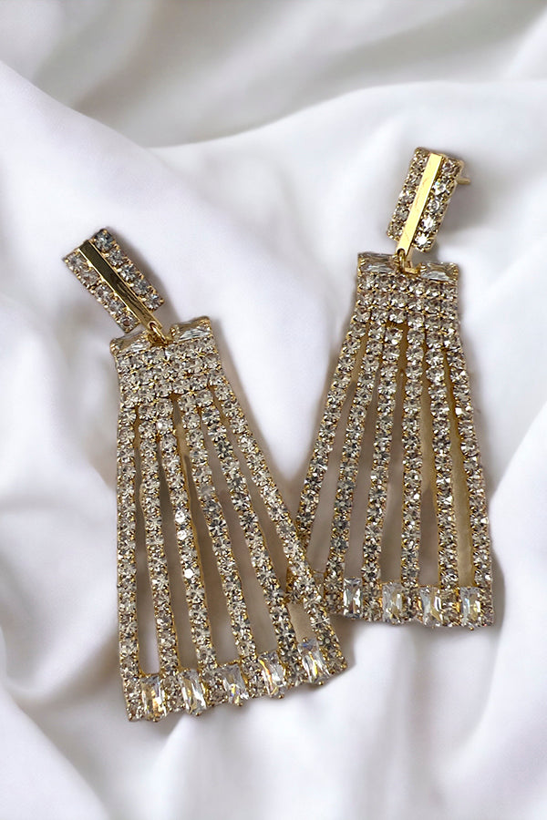 Trapezoid Rhinestone Pave Drop Earring