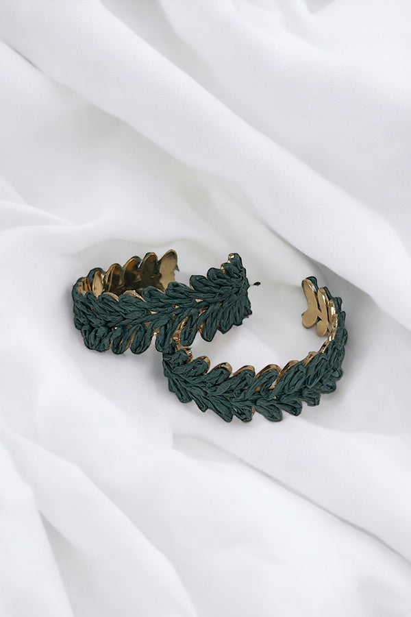 Raffia Accent Semi Hoop Earring