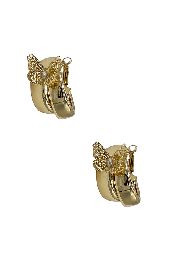 Double Circle Butterfly Accent Earring