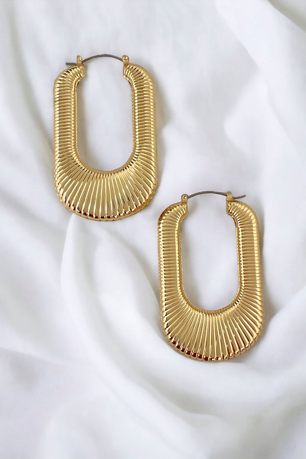 Line Etched Oval Drop Earring