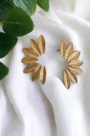 Etched Leaf Accent Post Earring