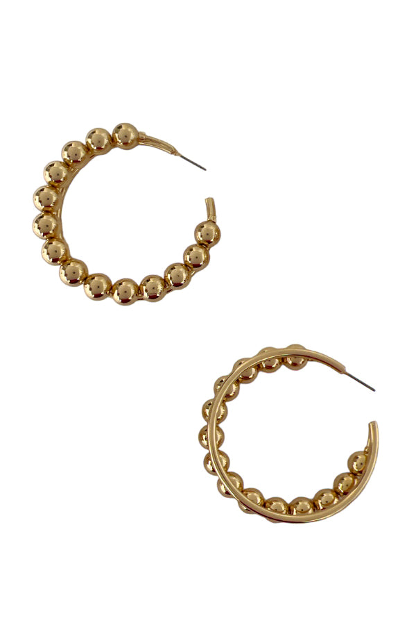 Double Row Bead Hoop Earring