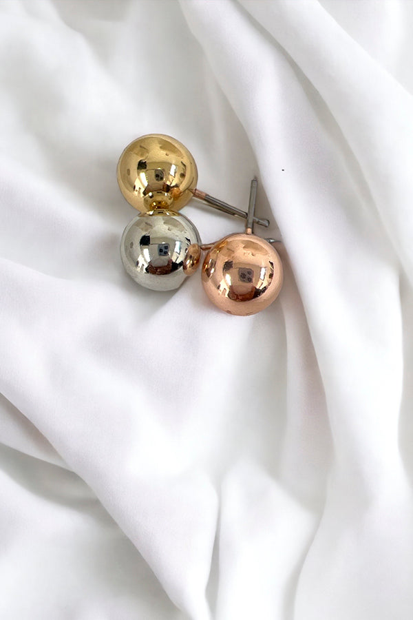 Tri Tone Ball Post Earring Set