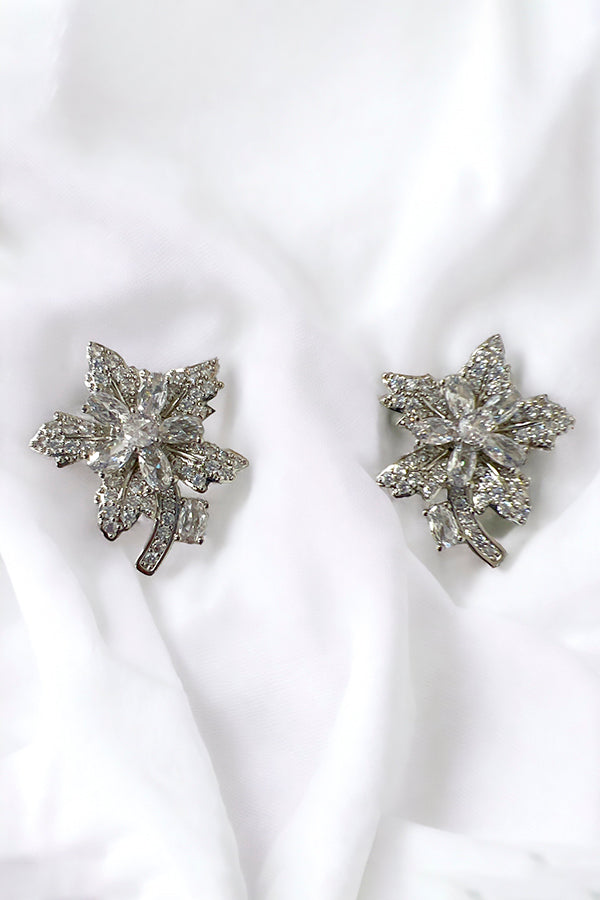 Cubic Zirconia Floral Post Earring