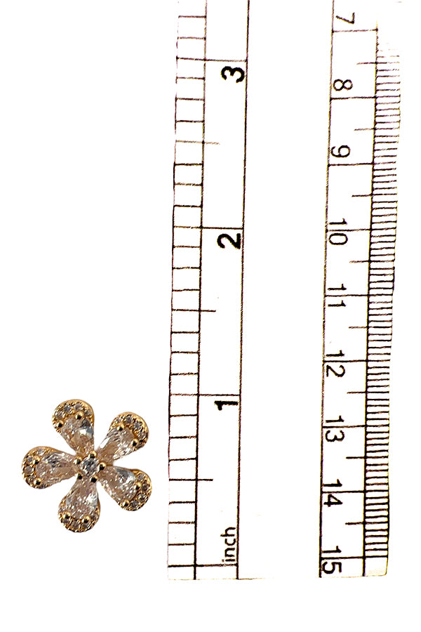 Cubic Zirconia Floral Post Earring