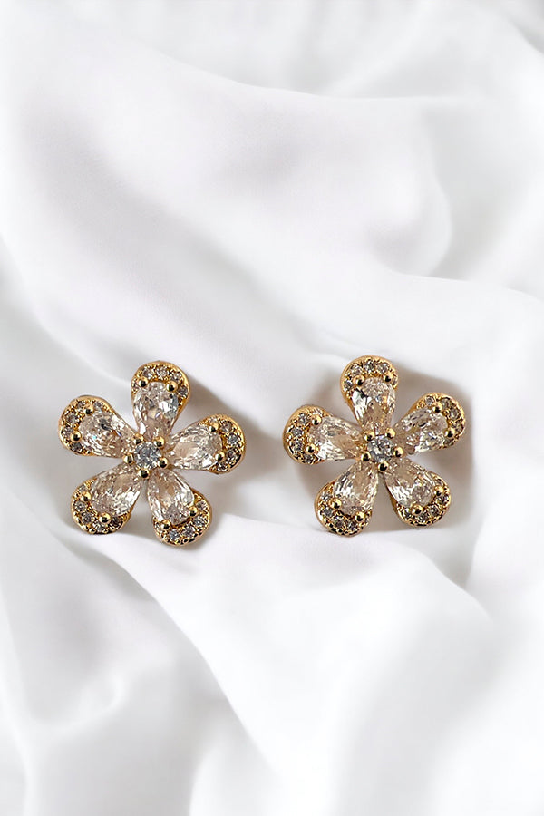 Cubic Zirconia Floral Post Earring