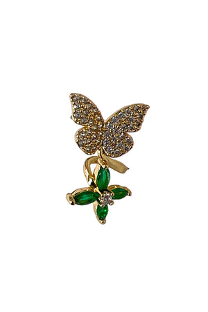 Floral Butterfly Cubic Zirconia Post Earring