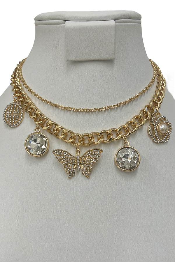 Butterfly Mix Pendant Chain Necklace