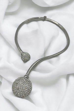 Rhinestone Pave Orb Collar Necklace