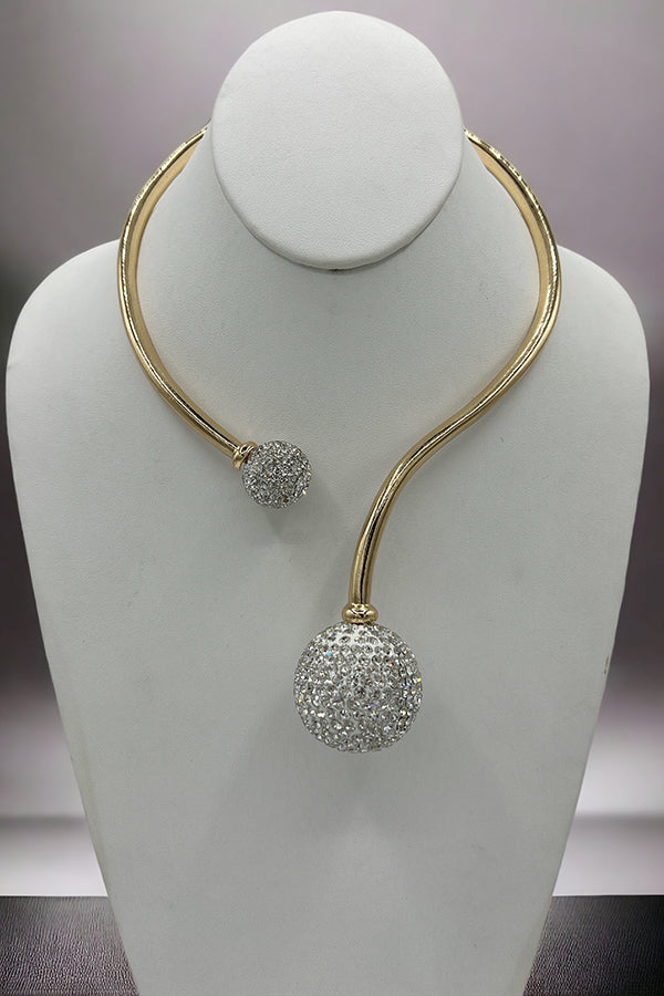 Rhinestone Pave Orb Collar Necklace