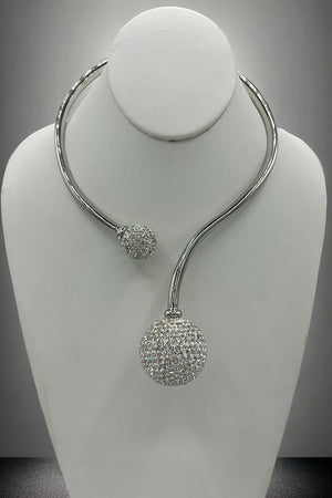 Rhinestone Pave Orb Collar Necklace