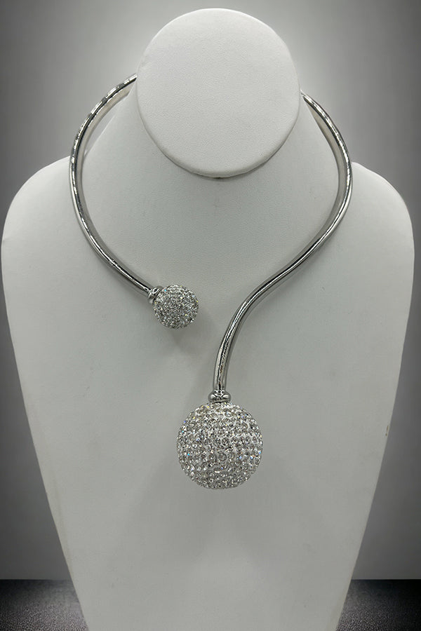 Rhinestone Pave Orb Collar Necklace