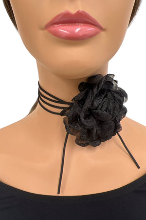 Wrap Raffia Flower Choker Necklace