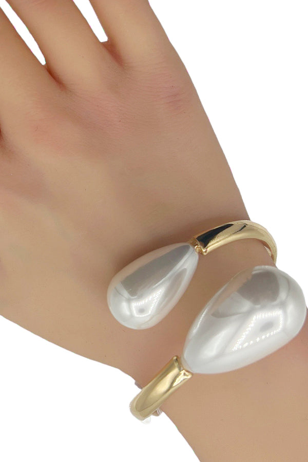 Large Pearl Hinge Cuff Bracelet