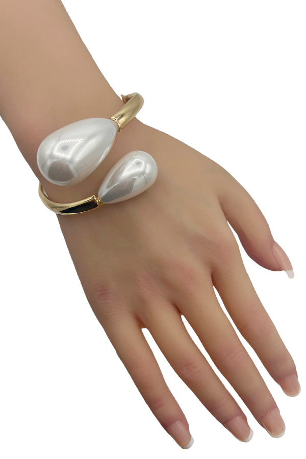 Large Pearl Hinge Cuff Bracelet