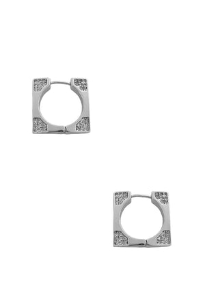 Cubic Zirconia Round Square Post Earring