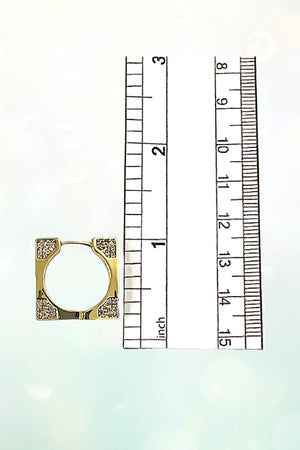 CZ GEM CORNER ACCENT SQUARE HOOP EARRING