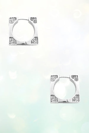 CZ GEM CORNER ACCENT SQUARE HOOP EARRING