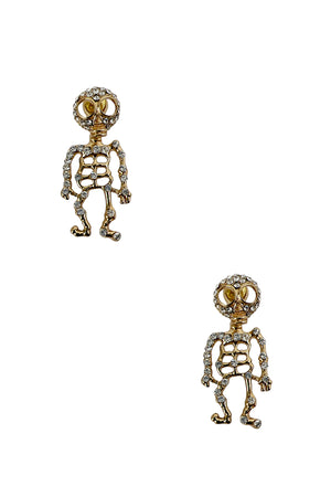 Rhinestone Pave Skull Dangle Earring