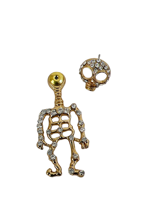 Rhinestone Pave Skull Dangle Earring